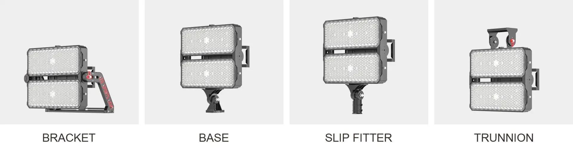 G23 LED stadium light bracket, base, slip fitter and trunnion mounting options