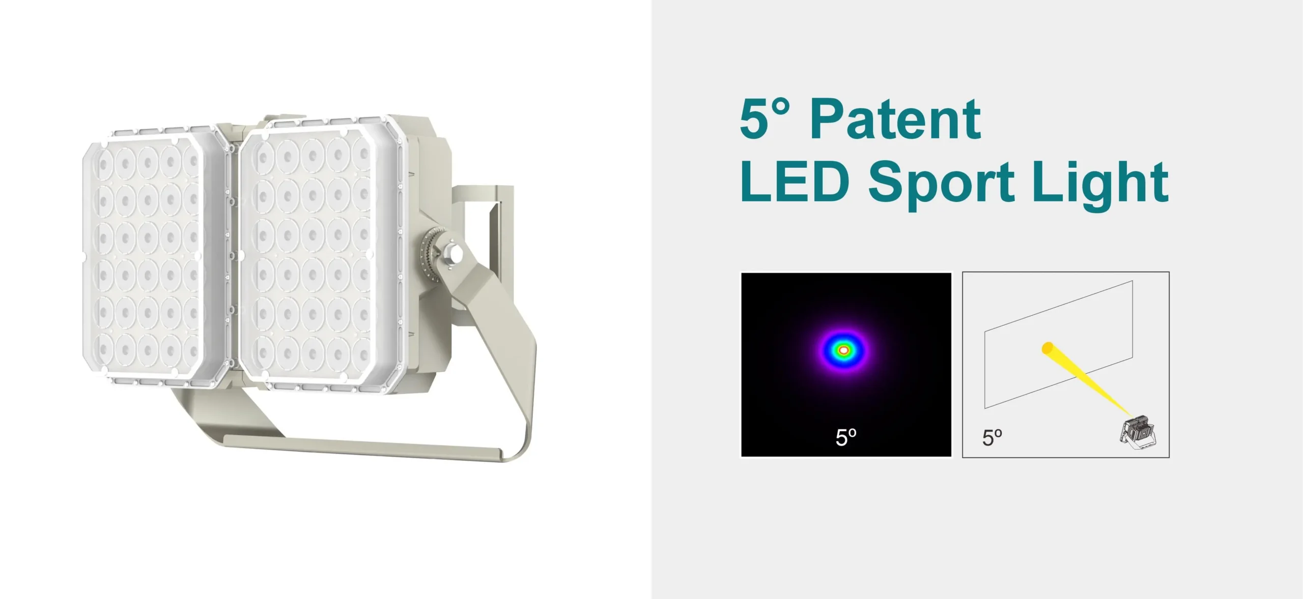 G24 5 degree narrow beam LED sports light and beam pattern