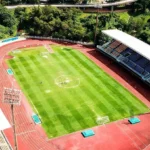 LED sports lighting illuminating an outdoor stadium at night