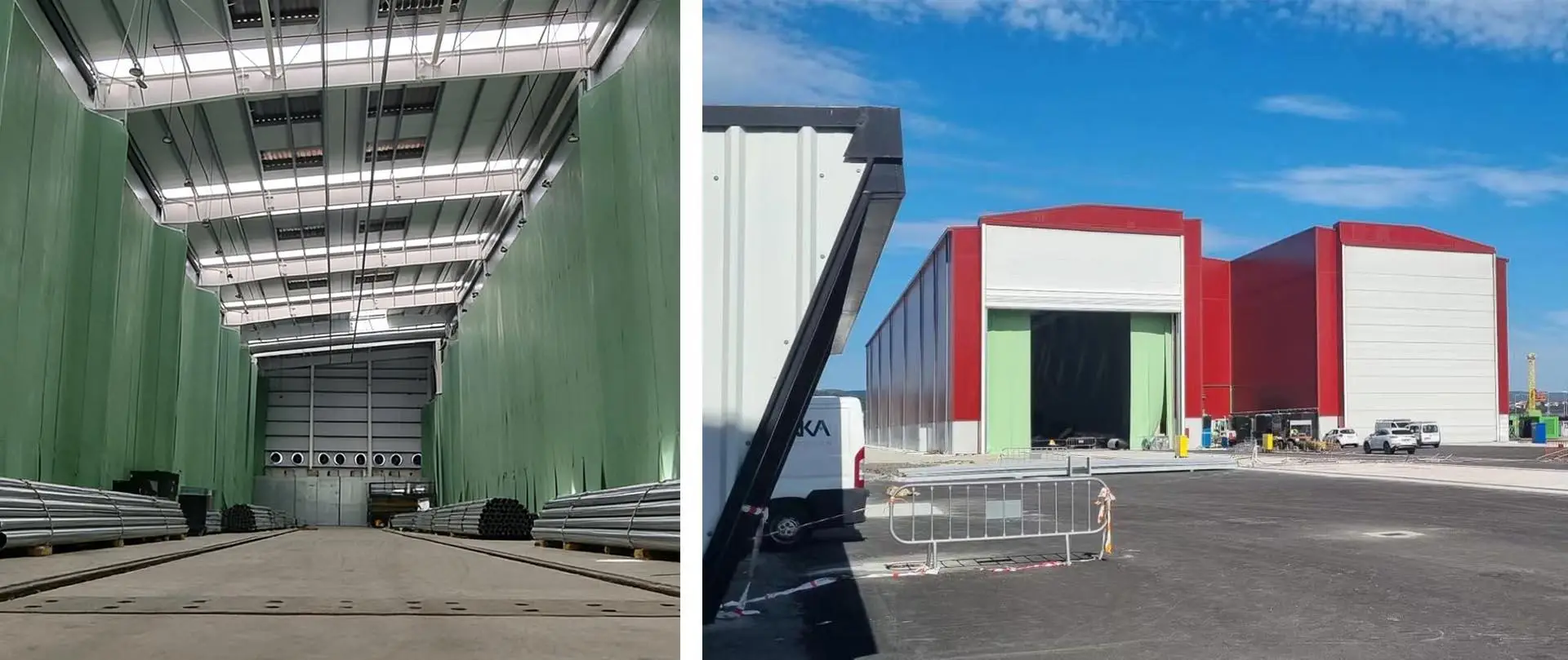 Explosion-proof LED lights installed at an industrial shipyard