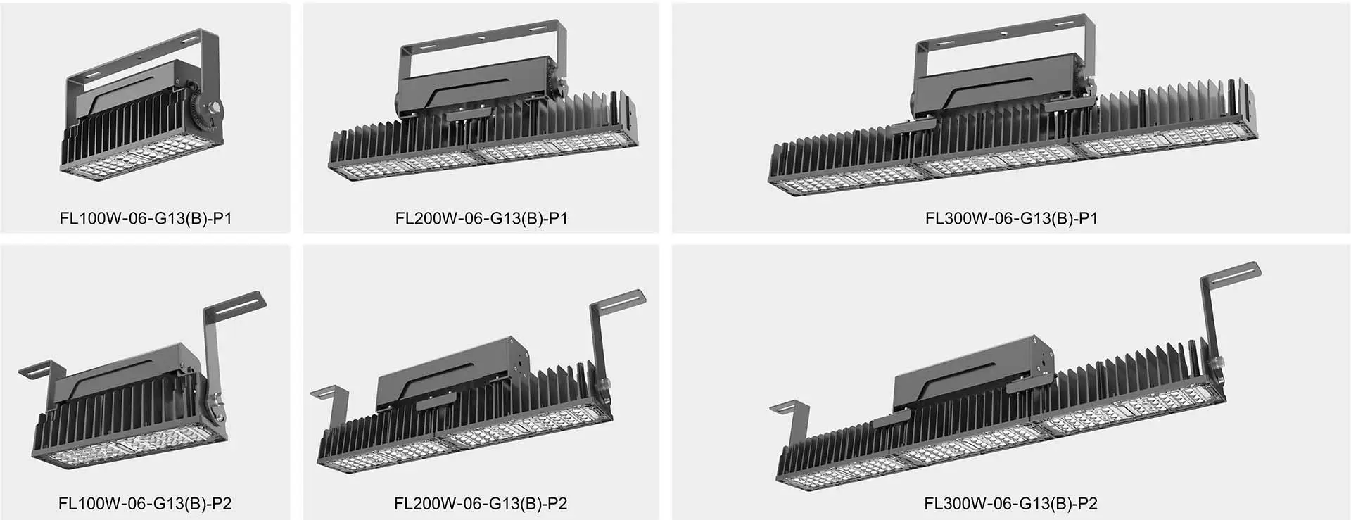 G13(B) 100W 200W and 300W LED tunnel light mounting options
