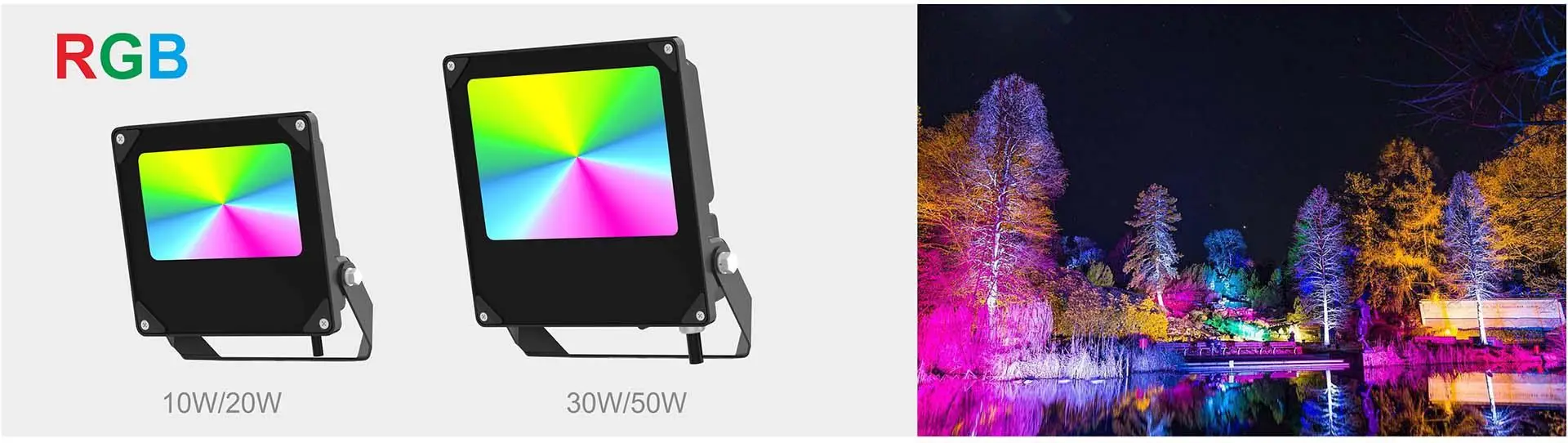 G8 Series RGB LED flood lights for colorful landscape lighting