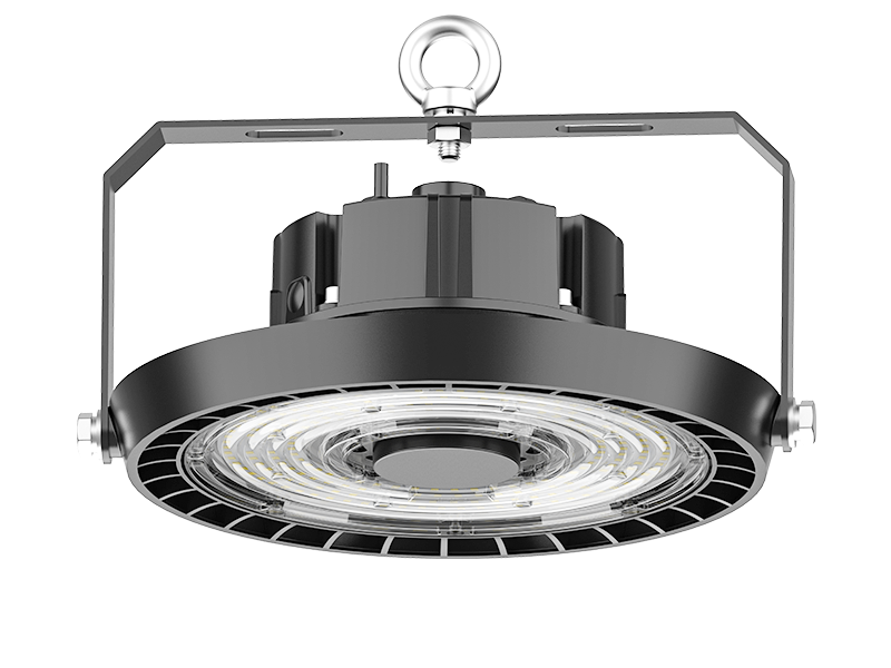 Black G9 Series LED high bay light with adjustable mounting bracket