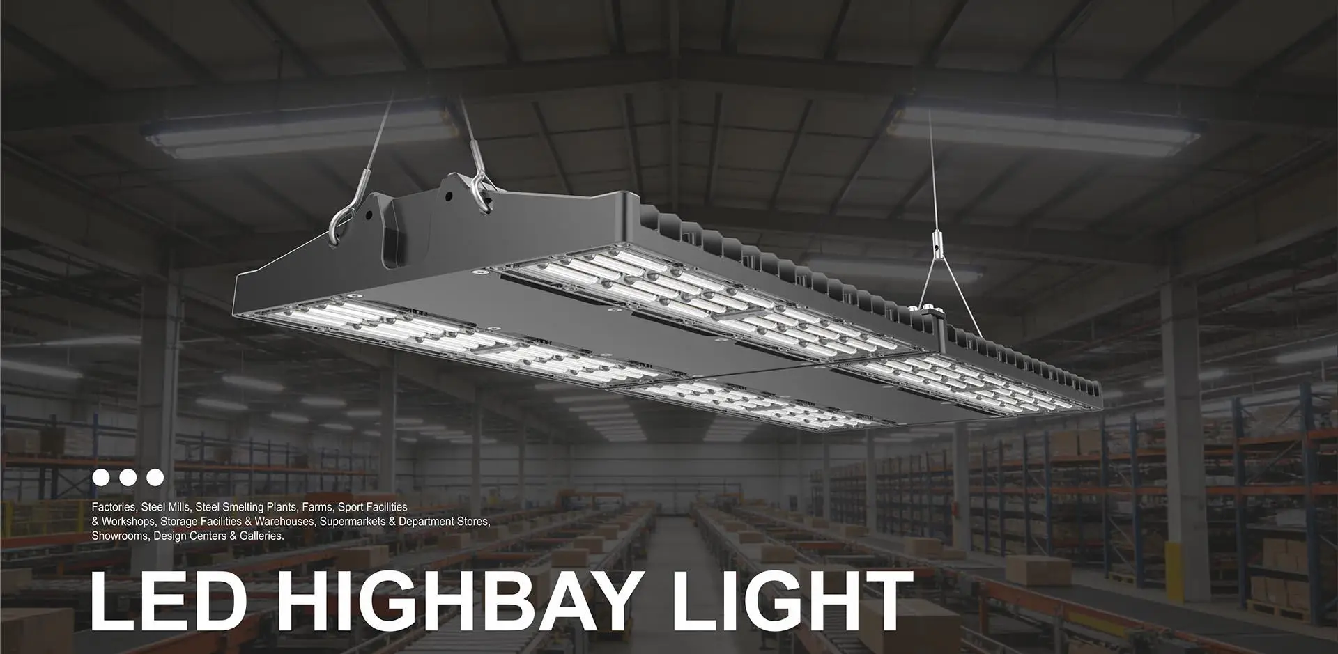 G4 400W LED linear high bay light installed in industrial warehouse