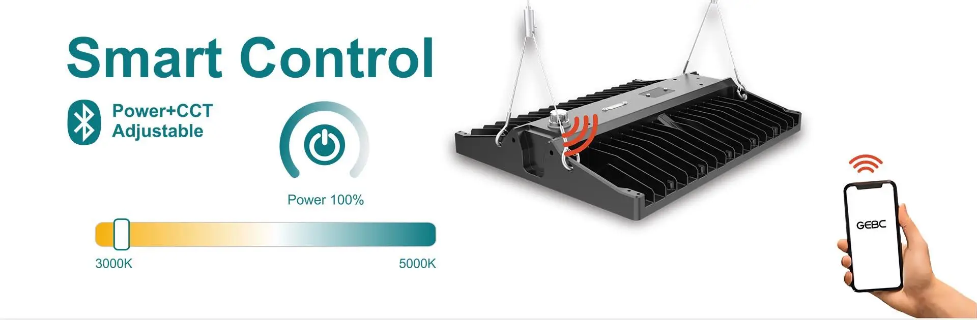 G4 smart linear high bay light with Bluetooth power and CCT control