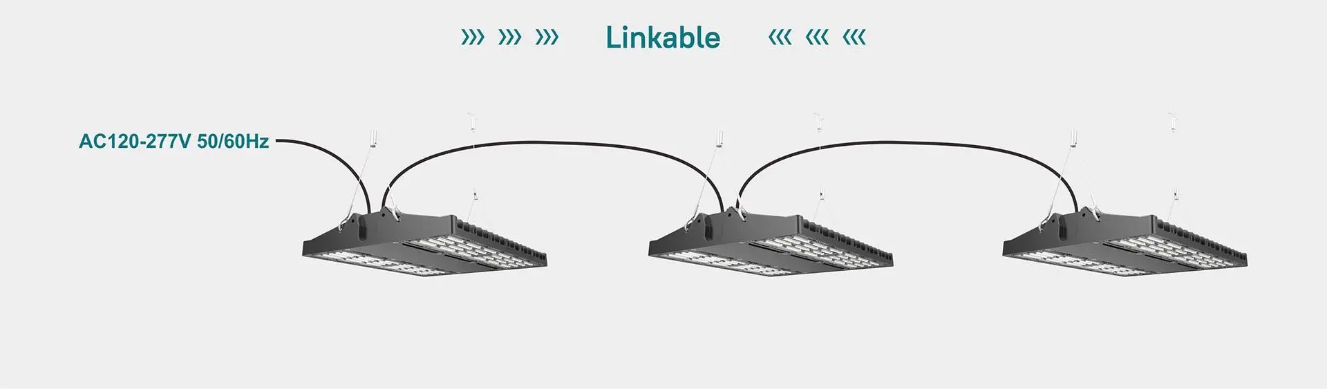 Linkable G4 LED linear high bay lights with AC 120 to 277V connection