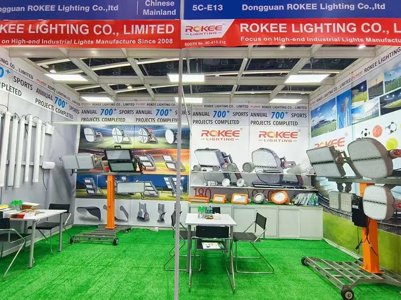 ROKEE Lighting LED sports light display at an international exhibition
