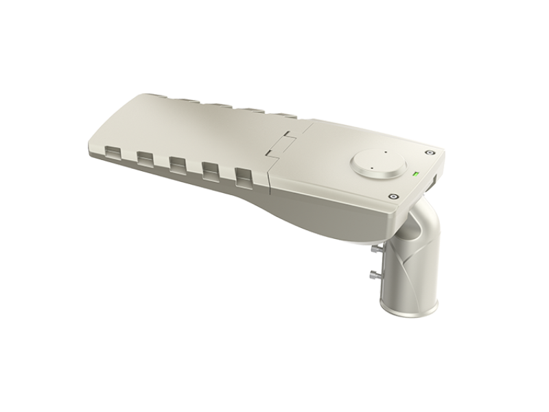 G10 flip-top LED street light rear view with Zhaga socket