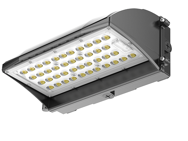 G4 100W LED wall pack light with 130 by 60 degree beam