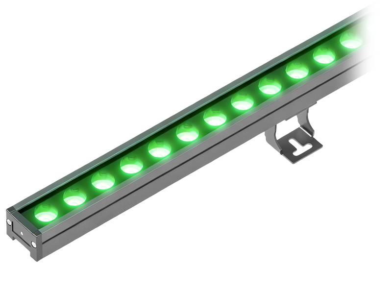 G11 IP66 RGBW LED wall washer displaying green color